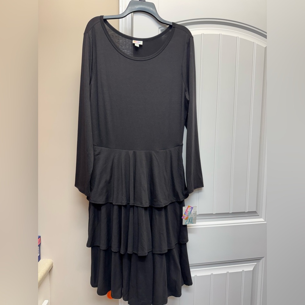 LuLaRoe Solid Black Georgia Dress size 2XL BNWT